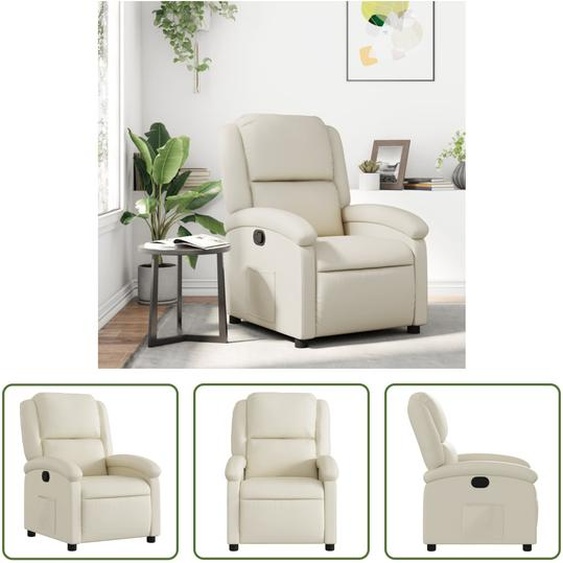 The Living Store fauteuil inclinable en simili cuir crème