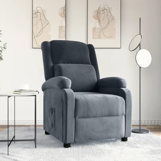 The Living Store fauteuil inclinable en velours gris foncé