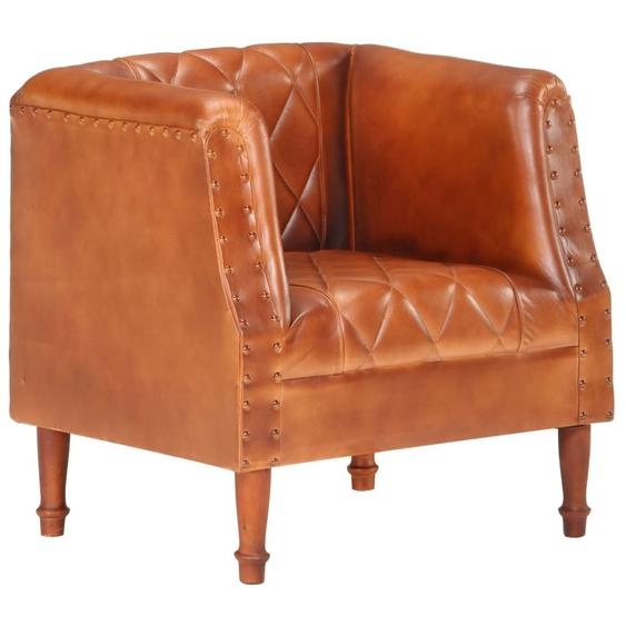 The Living Store Fauteuil Marron Véritable cuir de chèvre
