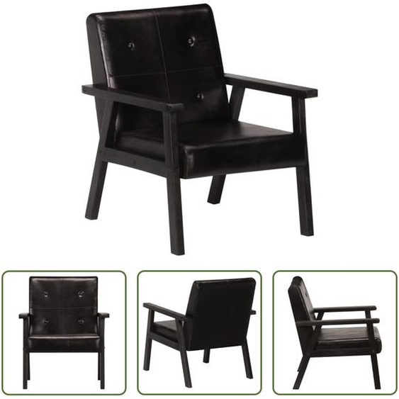 The Living Store Fauteuil noir en cuir véritable