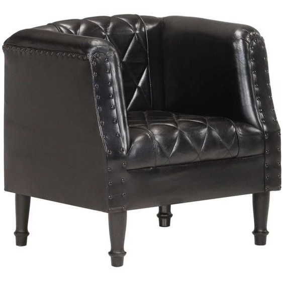 The Living Store Fauteuil Noir Véritable cuir de chèvre