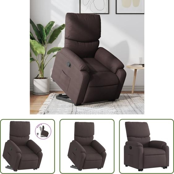 The Living Store Fauteuil relax avec releveur Tissu marron foncé