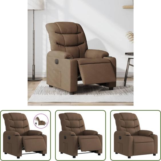 The Living Store Fauteuil relax électrique Marron Tissu
