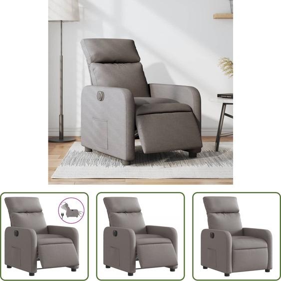 The Living Store Fauteuil relax électrique Tissu Taupe