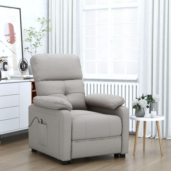 The Living Store Fauteuil relax électrique Tissu Taupe