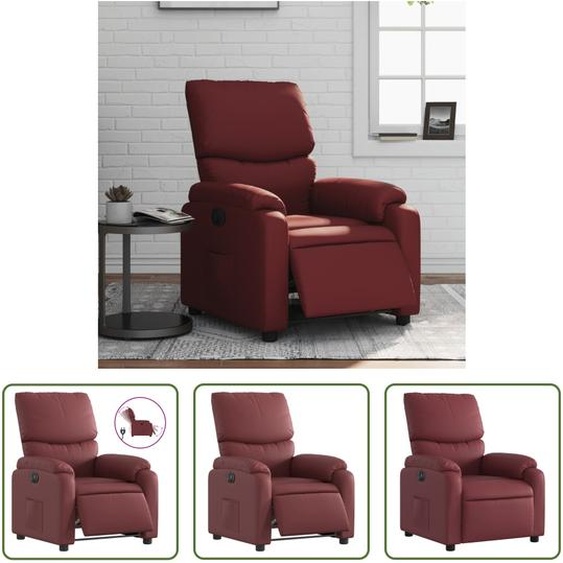 The Living Store Fauteuil relax électrique vin rouge similicuir