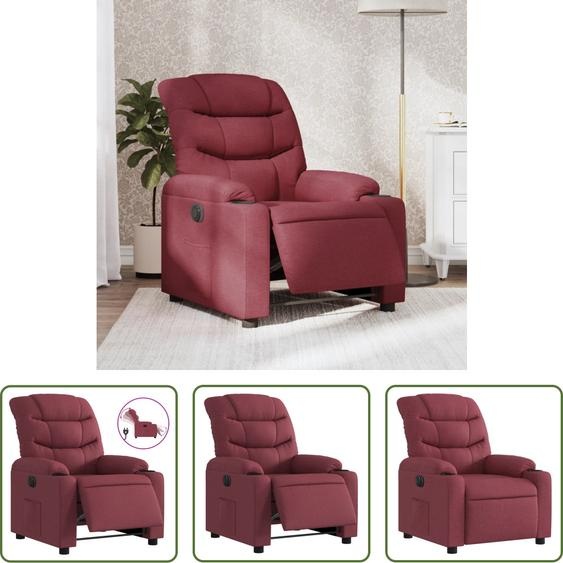 The Living Store Fauteuil relax électrique vin rouge Tissu