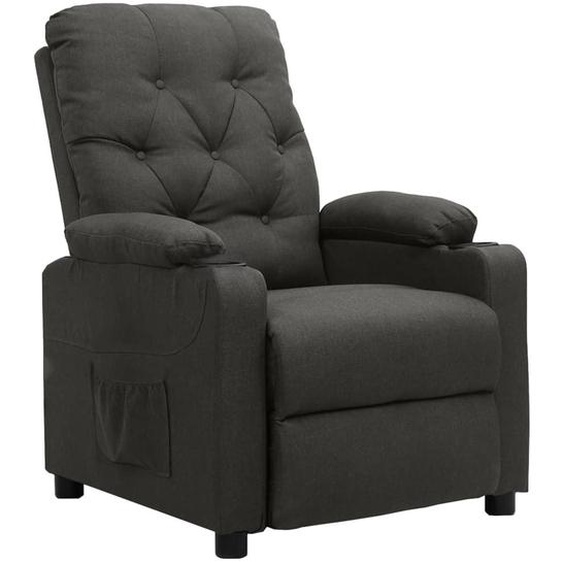 The Living Store Fauteuil relax gris foncé Tissu