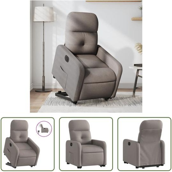 The Living Store Fauteuil relax releveur électrique Tissu Taupe