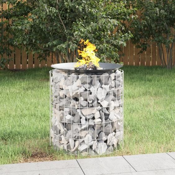 The Living Store Foyer en gabion Ø 50 cm Fer galvanisé