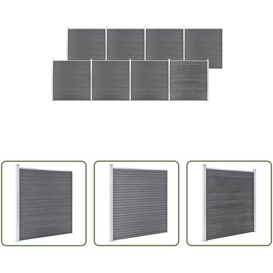 The Living Store Gartenzaun WPC 1391x186 cm Grau