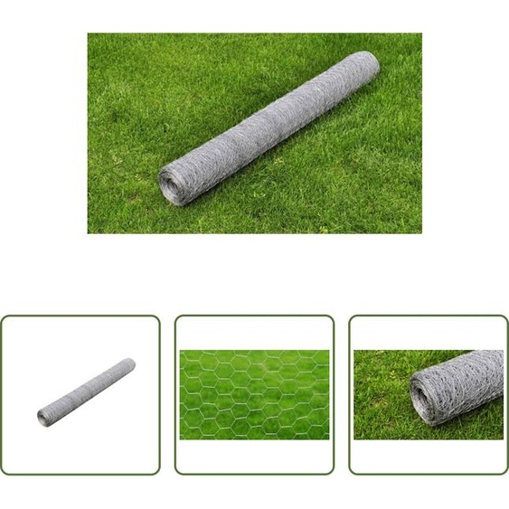 The Living Store Grillage en acier galvanisé 25x0,5 m argenté