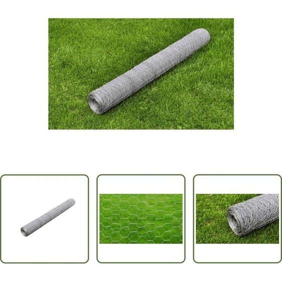 The Living Store Grillage en acier galvanisé 25x0,75 m argenté