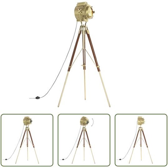 The Living Store Lampadaire tripode en bois massif de manguier 193 cm