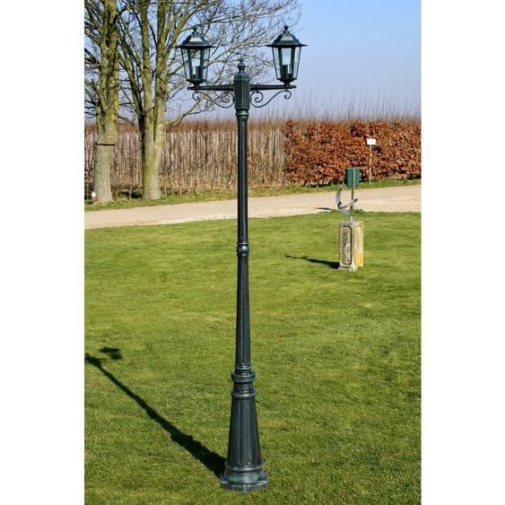 The Living Store Lanterne de jardin 2 flammes 215 cm Vert foncé/Noir Aluminium