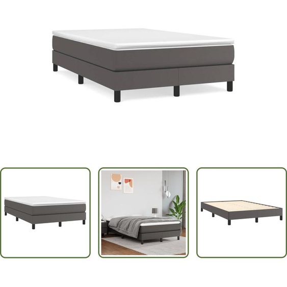 The Living Store Lit Boxspring avec matelas Gris 120x190 cm Similicuir
