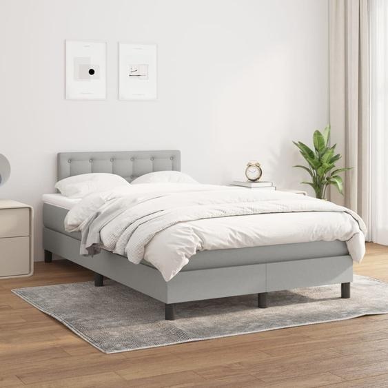The Living Store Lit boxspring avec matelas gris clair 120x200 cm Tissu