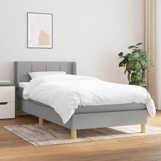 The Living Store Lit Boxspring avec matelas Gris clair 80x200 cm Tissu