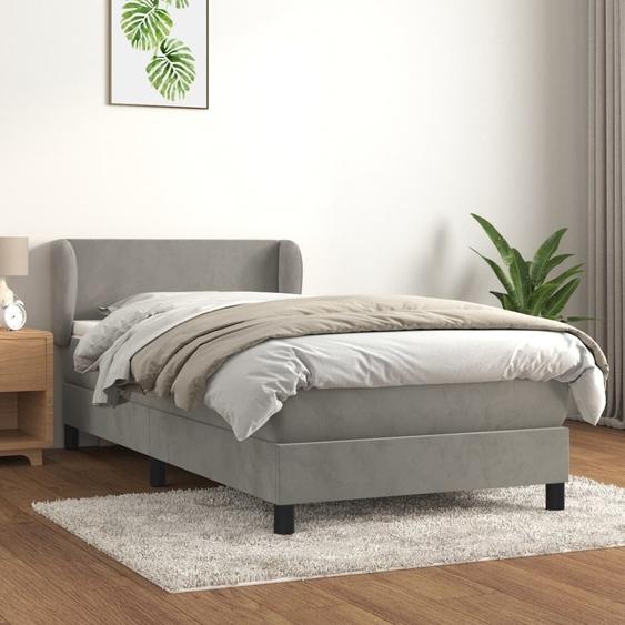 The Living Store Lit boxspring avec matelas gris clair 90x190 cm velours