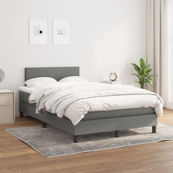 The Living Store Lit Boxspring avec matelas Gris foncé 120x200 cm Tissu