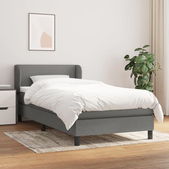 The Living Store Lit boxspring avec matelas gris foncé 90x190 cm Tissu