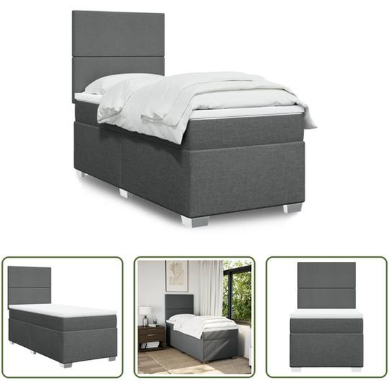 The Living Store Lit boxspring avec matelas gris foncé 90x190 cm Tissu