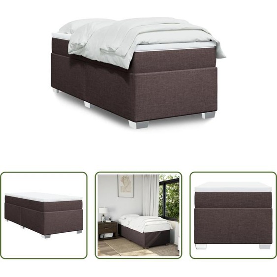 The Living Store Lit boxspring avec matelas Marron foncé 90x200 cm Tissu