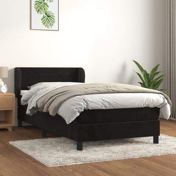 The Living Store Lit boxspring avec matelas noir 100x200 cm velours