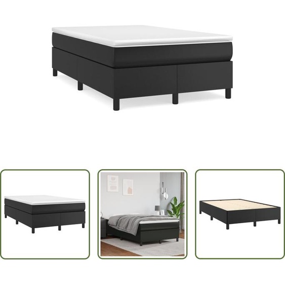 The Living Store Lit Boxspring avec matelas Noir 120x190 cm Similicuir