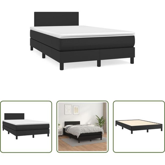 The Living Store Lit Boxspring avec matelas Noir 120x190 cm Similicuir