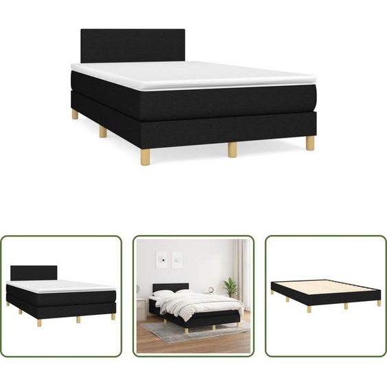 The Living Store Lit Boxspring avec matelas Noir 120x190 cm Tissu