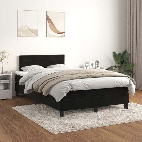 The Living Store Lit boxspring avec matelas noir 120x200 cm velours