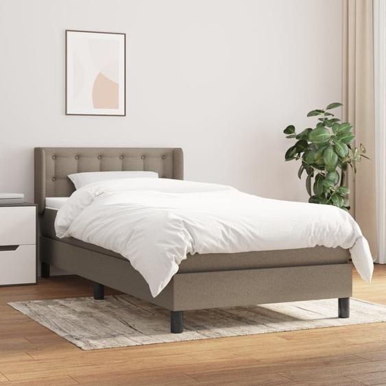 The Living Store Lit Boxspring avec matelas Taupe 100x200 cm Tissu