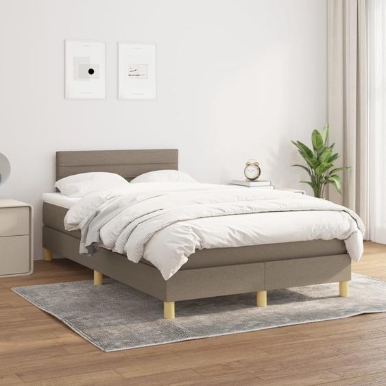 The Living Store Lit Boxspring avec matelas Taupe 120x200 cm Tissu