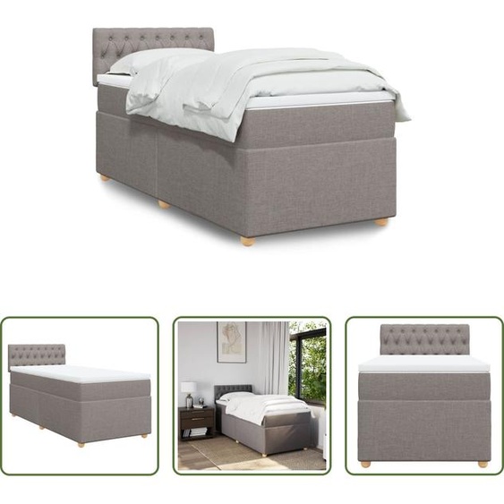 The Living Store Lit Boxspring avec matelas Taupe 90x190 cm Tissu