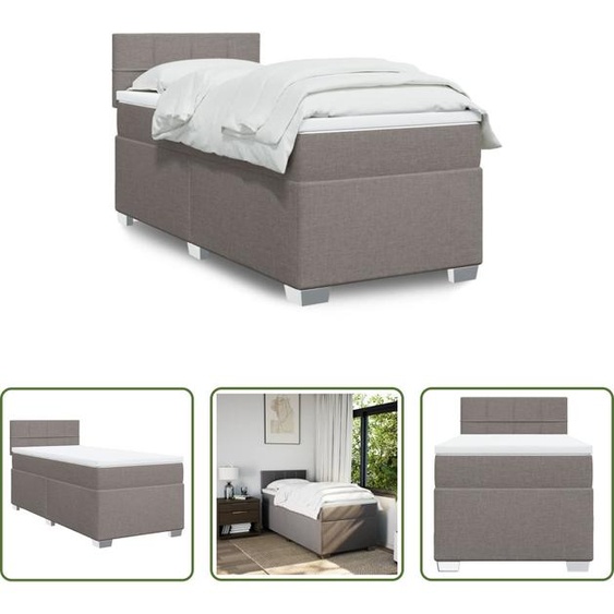 The Living Store Lit Boxspring avec matelas Taupe 90x200 cm Tissu
