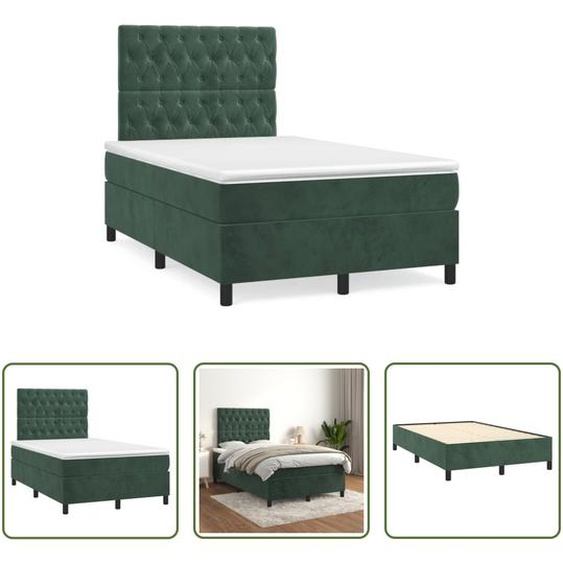 The Living Store Lit boxspring avec matelas vert foncé 120x190 cm velours