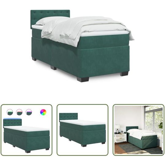 The Living Store Lit boxspring avec matelas vert foncé 80x200 cm velours