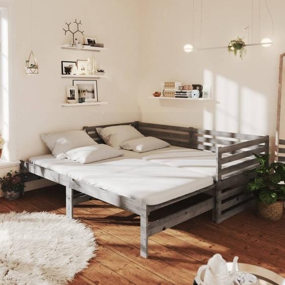 The Living Store Lit de jour évolutif 2x(90x200) cm Gris Pin massif