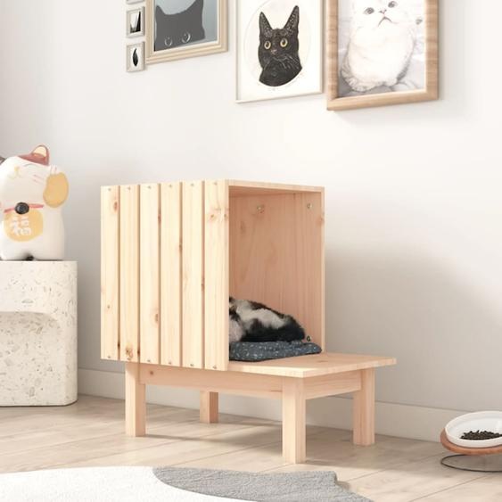 The Living Store maison pour chats 60x36x60 cm pin massif