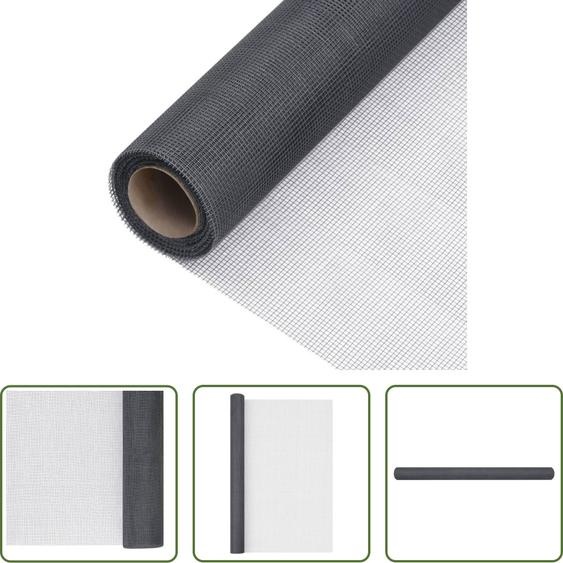 The Living Store Moustiquaire en fibre de verre 60x2000 cm Gris