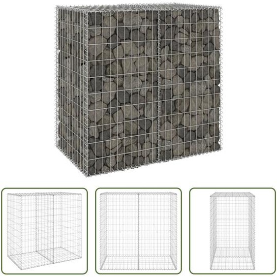 The Living Store Mur en gabion avec couverture Acier galvanisé 100x60x100 cm