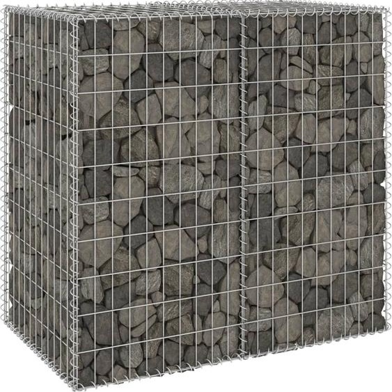 The Living Store Mur en gabion avec couverture Acier galvanisé 100x60x100 cm