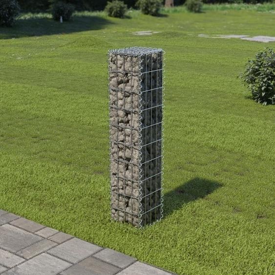 The Living Store Mur en gabion avec couverture Acier galvanisé 20×20×100 cm