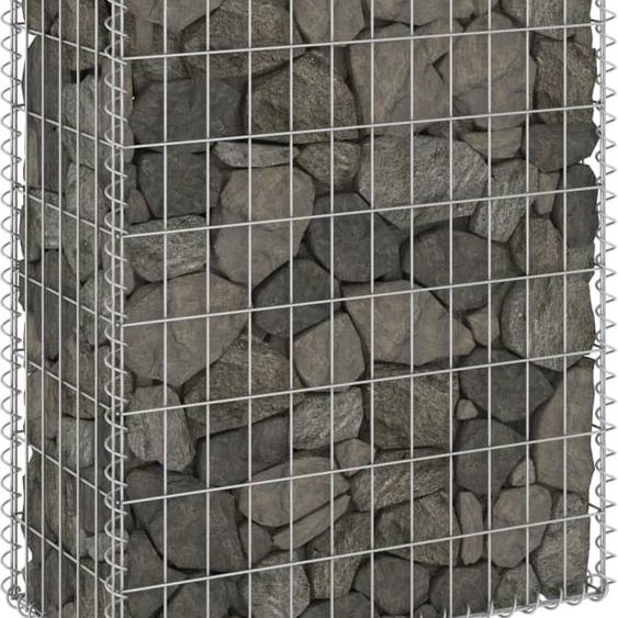 The Living Store Mur en gabion avec couverture Acier galvanisé 60x30x100 cm
