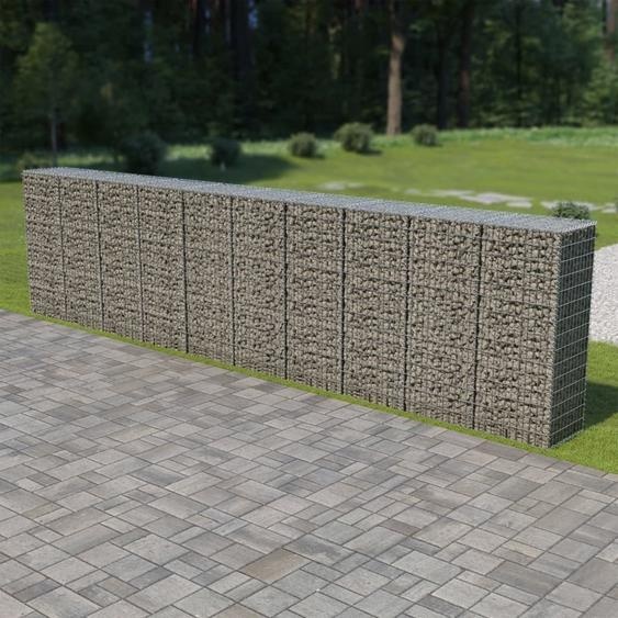 The Living Store Mur en gabions avec couverture Acier galvanisé 600×50×150 cm