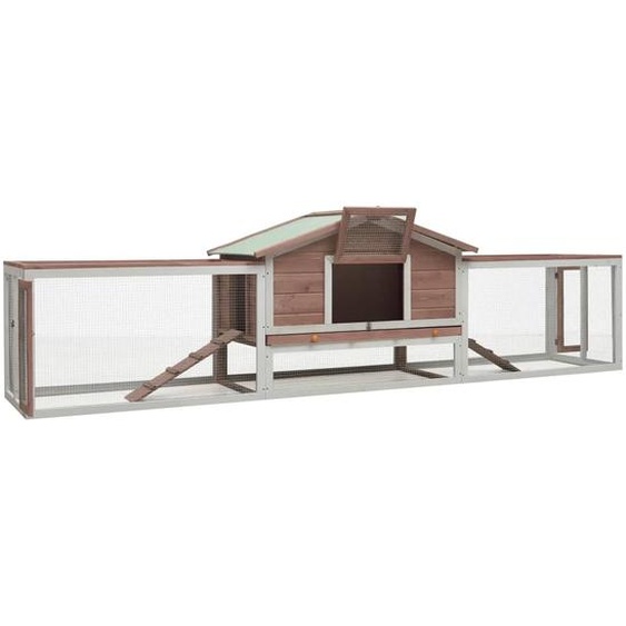 The Living Store Nichoir à lapin Moka 310x70x87 cm Pin et sapin massif