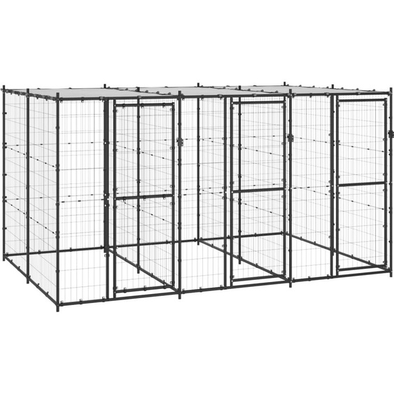 The Living Store Outdoor chenil acier avec toit 7,26 m