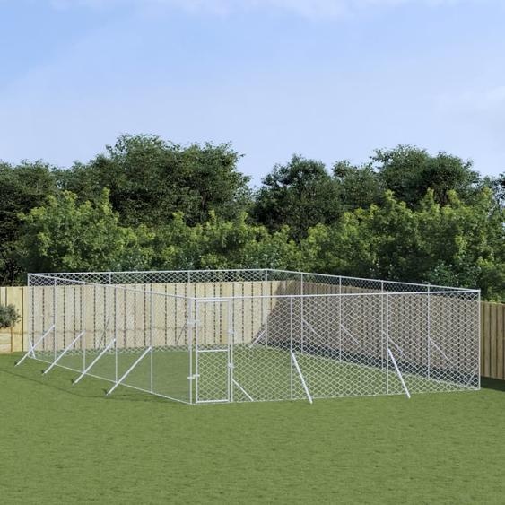 The Living Store Outdoor chenil argenté 6x10x2 m Acier galvanisé