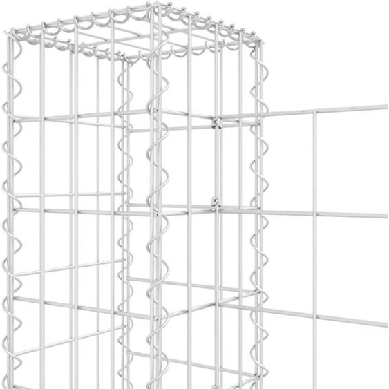The Living Store Panier à gabion en forme de U avec 5 colonnes en fer 500x20x100 cm